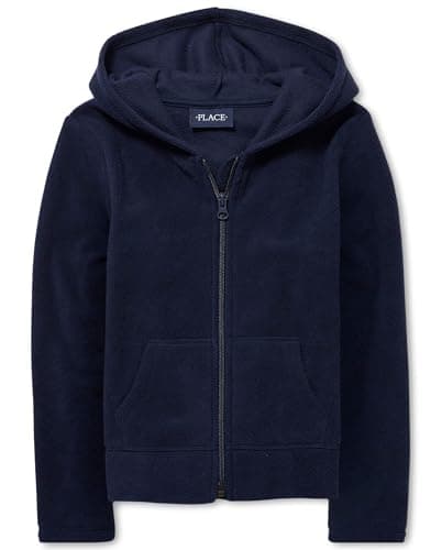 The Children's Place Girls' Uniform Fleece Zip Up Hoodie Tidal M (7/8)