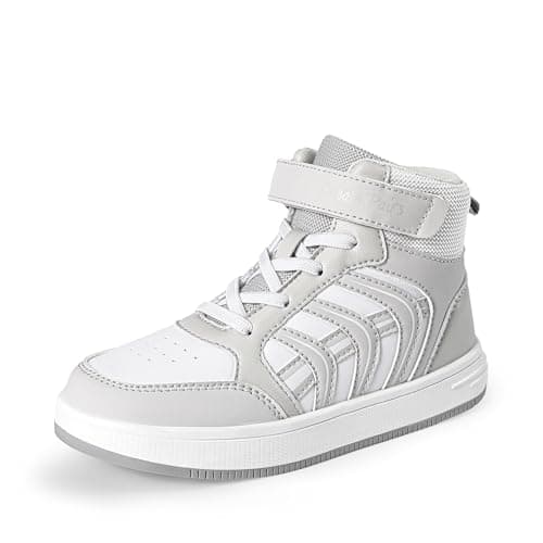 DREAM PAIRS Boys Girls Sneaker High Top Basketball Shoes Kids LilLegends JuniorFly Jumpers Sports Shoes for Athletic School Gym,Size 10 Toddler,White/Gray,SDFS2422K