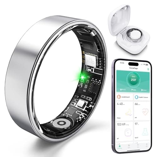 Free Shark Smart Ring with Sleep Monitoring, Step Counting, Heart Rate, Blood Oxygen for iOS and Android, No Subscription Fee, IP68 Waterproof Health Tracker (Silver, 10)