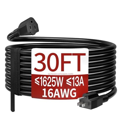 Skrizcable 16/3 30 FT Outdoor Extension Cord Waterproof, Black Power Cord
