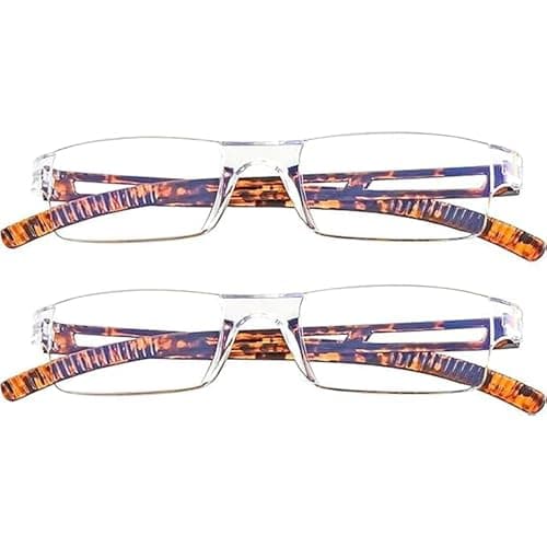 YEIN 2 Pairs Blue Ligth Blocking Reading Glasses for Men and Women Fashion Square Frame Readers(Tortoise,+1.25)