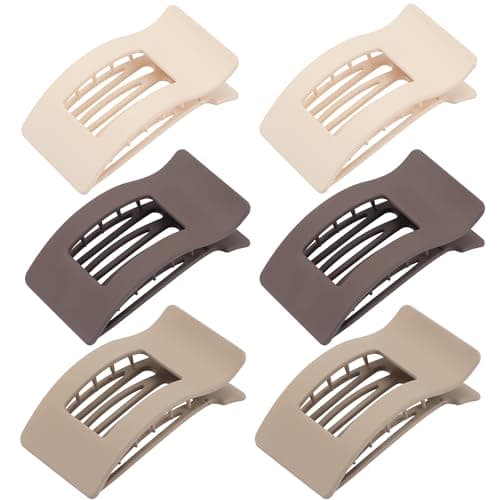 6 Pack Flat Hair Claws Clips for Women, Large Extra Strong & Thick Clips for Thick Fine Hair Styling, Secure Hair Hold Matte Dark Light Brown