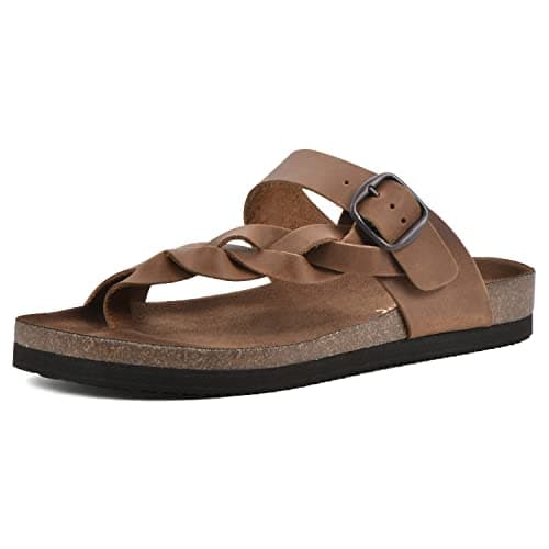 WHITE MOUNTAIN Women's Crawford Footbed Sandal, Whiskey/Leather, 5 M