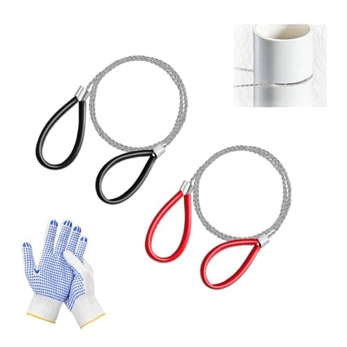 SHAOKAOLU 2pcs Stainless Steel Wire Saw with Gloves 31.5" Metal PVC Cable Saw Hand Pocket String Camping Hiking Emergency Outdoor Survival Rope Cutting Tools for Trees, Wood and ABS Plastic Pipes