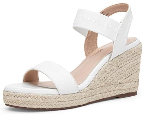 Vepose Women's White Pu Wedge Sandals Platform Espadrilles Open Toe Ankle Strap Comfortable Dressy Summer Shoes for Daily Travel Casual 881 Size 11 (CJY881 whitepu 11)