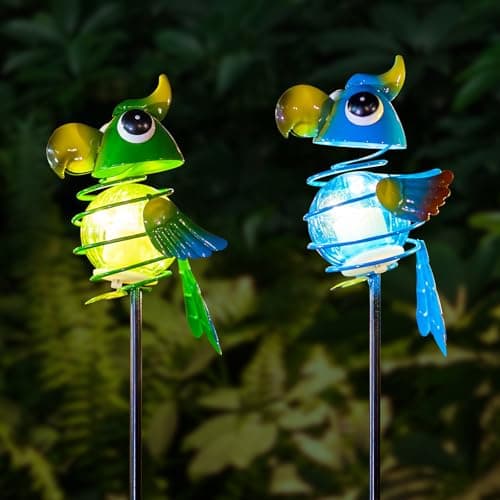 Qipade Birds Solar Garden Lights, 2 Pcs Whimsical Outdoor Figurine Lights