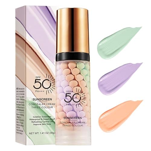 3 In 1Primer for Face Before Makeup,Sunscreen Isolation Cream, SPF 50, One Step Color Corrector Face Primer, Blurs Imperfections Oil Control & Moisturizing Skin Tone Correcting,Radiance Skin