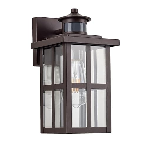 MICSIU 11.75" Bronze Motion Sensor Outdoor Wall Light 1 Pack Rustic