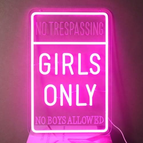 "Girls Only" neon Light - LED Wall Art for Girls Room, Club,Cave,Dorm, Study Nook or Bestie Hangout Space, Dimmable USB, Cool Bonding Gift for Sisters & Best Friends