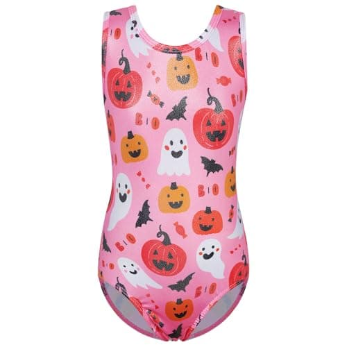 BAOHULU Gymnastics Leotards for Girls Sleeveless Pink Pumpkin 3-4Y