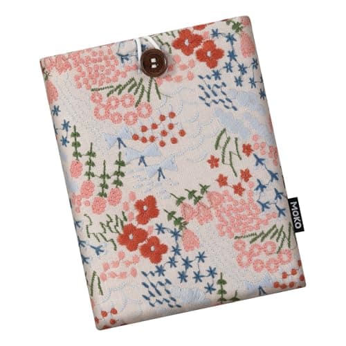 MoKo 6-7" Embroidered Daisy Padded Sleeve Pouch for 7" Kindle Colorsoft Signature Edition 2024, 6.8/6" Kindle Paperwhite/Kids, Fire 7 2022, Voyage/Kobo eReader, Beige Floral