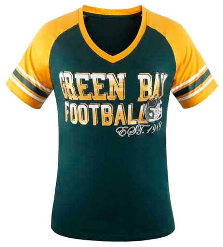 Simapak Womens Football Fans Athletic City Raglan T-Shirts - Green & Yellow (Size:S)