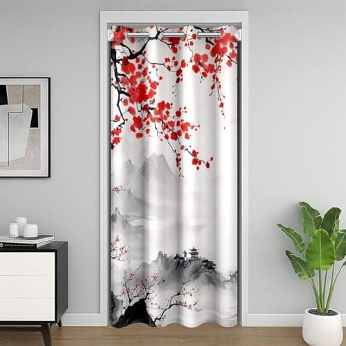 jejeloiu Japanese Ukiyoe Theme Door Curtain 34x80 Inch Bedroom Living Room