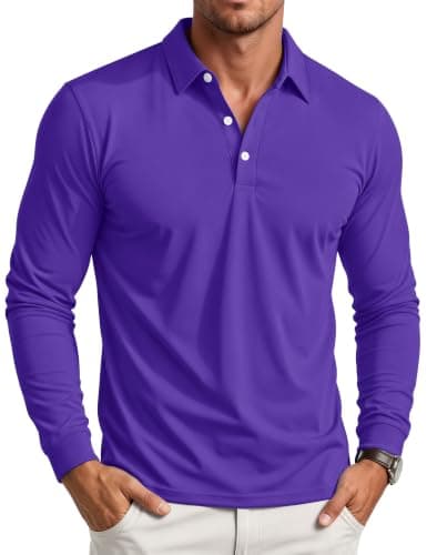 MAGCOMSEN Mens Polo Shirts Long Sleeve Collared Business Casual Stylish Golf Shirt Quick Dry Lightweight Performance Polos