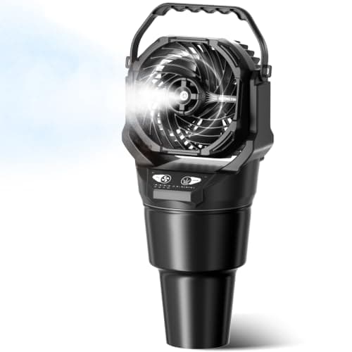 Etholzon Golf Cart & Car Cup Holder Misting Fan, 900ml Leak-Proof, 24H