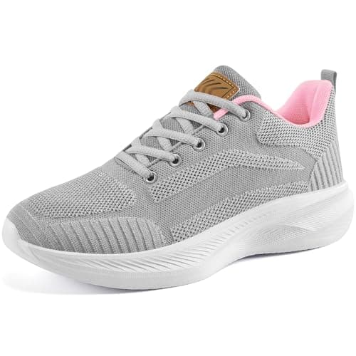 Larwen Womens Casual Walking Shoes: Comfortable Knit & Slip-Resistant for Daily Wear - Breathable & Lightweight for All-Day Relief - Age 25-50 Grey
