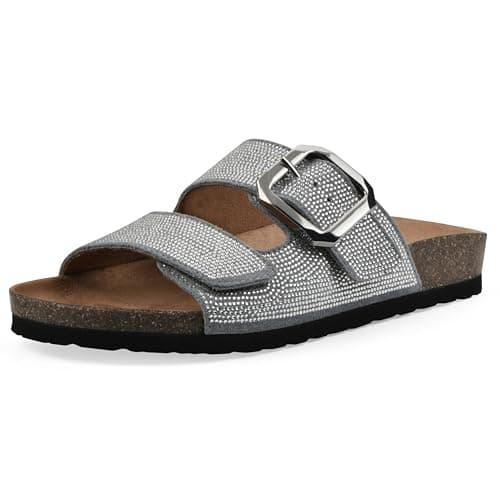 WHITE MOUNTAIN Women's Granitas Double-Strap Signature Comfort-Molded Footbed Sandal, Blue Raspberry/Suede, 7 M