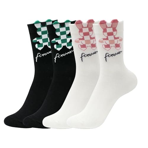JGMGWJ Easter Socks for Women Girl Easter Gifts for Adults Teen Crew Bunny Socks for Easter Basket Stuffers(checkered rabbit)