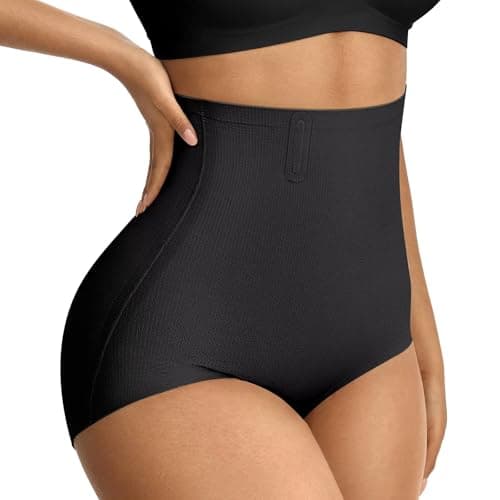 Vertvie Tummy Control Shapewear Shorts for Women Butt Lifting Body Shaper Shorts High Waisted Seamless Girdles Under Dress(Black,Large,Control Briefs)