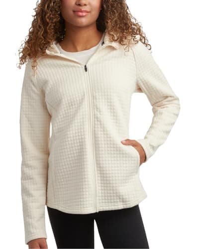 Spyder Womens Fleece Sweatshirt - UPF 30+ Athletic Fleece Zip Up Wind Resistant Sweatshirt Cozy Knit Hoodies for Women, Size Medium, Pearl