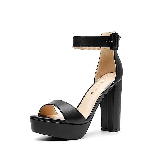 DREAM PAIRS Womens HI-LO High Heel Platform Pump Sandal Orinthia,Size 5.5,Black-Pu,HI-LO