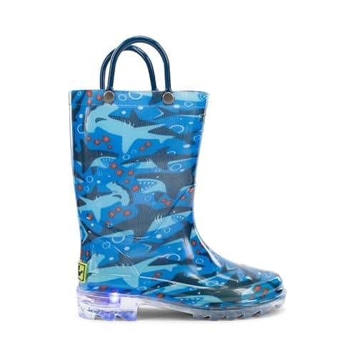 Western Chief Shark Chase Lighted Rain Boot, Blue, 6