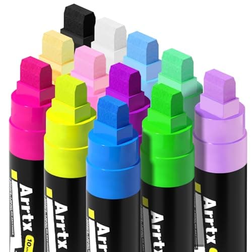 Arrtx Acrylic Jumbo Markers 10mm Broad Tips Acrylic Paint Pens for Stone, Glass, Easter Egg, Wood and Fabric Painting-No Toxic,No Odor