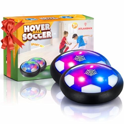 Atlasonix Hover Soccer Ball - Indoor Soccer Ball, Indoor Flying Toy Games (2 Floating Disk) Boy Birthday Gifts, Indoor Silent Game | 2 in 1 Pack