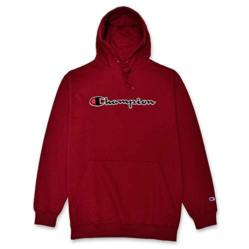 Champion Mens Hoodies Big and Tall - Embroidered Pullover Fleece Sweatshirt Burgundy