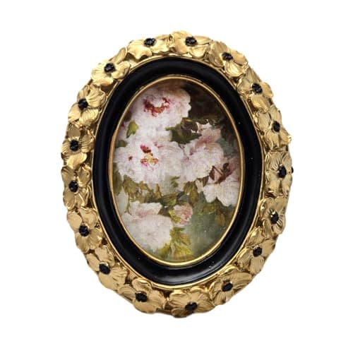 SYLVIA'S SHOP 2.5x3.5 Vintage Oval Picture Frame, Small Antique Gold Frame