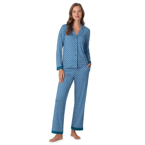 Anne Klein Long Sleeve Button Down Cozy Jersey Knit Pajamas for Women Set