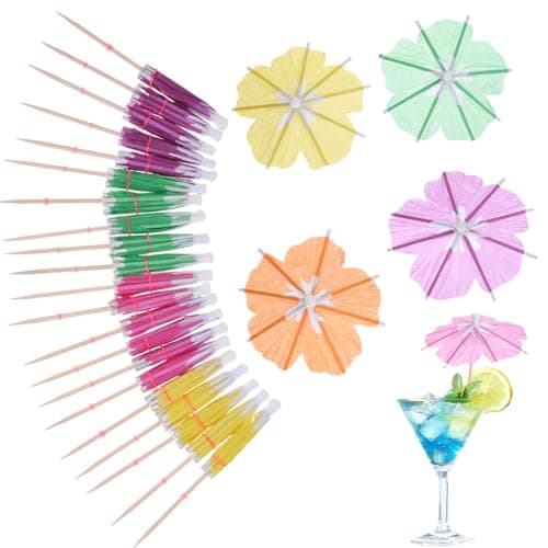 Tucnoeu 50pcs Paper Umbrella for Drink, Drink Umbrellas 3.54in Mixed Colors