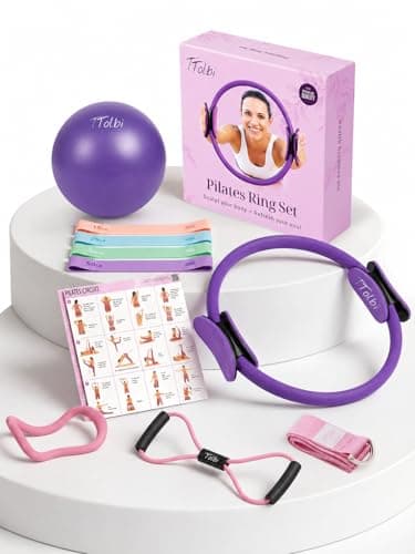 Pilates Ring and Ball Set with Video Tutorials, 10-in-1 Home Pilates Kit