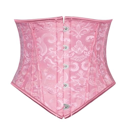Scarlet Darkness Corset Belt for Women Underbust Satin Waist Training Cincher Corset Pink Jacquard Size 8