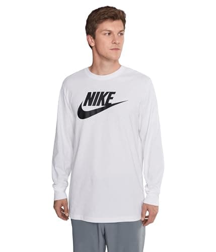 Nike Men's Sportswear Long-Sleeve T-Shirt, White/Black, Medium