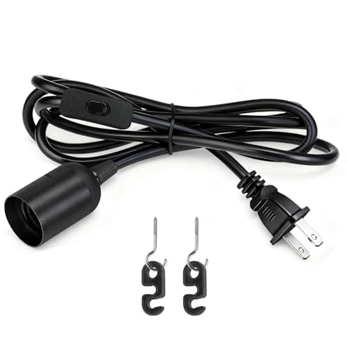 Jimosoon Light Bulb Socket with Cord - 10Ft Plug in Light Socket E26/E27 Extension Lantern Cable with On/Off Switch, UL Pendant lamp Cord, Black, 1 Pack