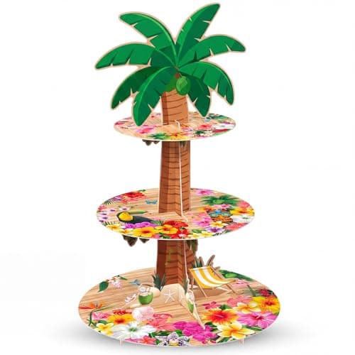 Zopeal Palm Tree Cupcake Stand 3 Tier Hawaiian Theme Cupcake Holder