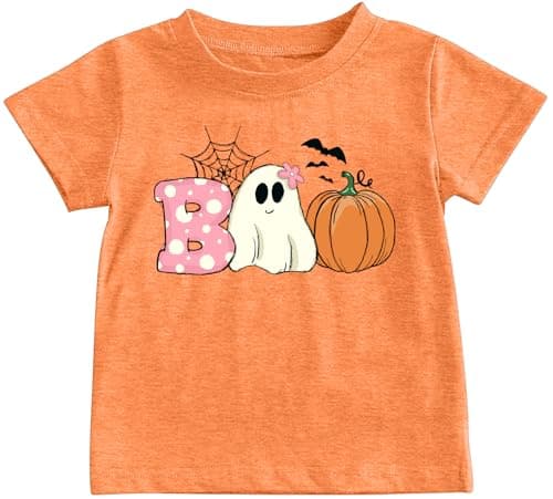 Kids Halloween Boo Shirt Toddler Boys Girls Cute Fall Pumpkin T Shirt