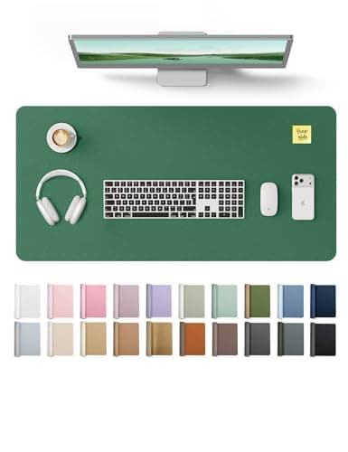 YSAGi Leather Desk Pad Protector, Office Desk Mat, Large Mouse Pad, Non-Slip PU Leather Desk Blotter, Laptop Desk Pad, Waterproof Desk Writing Pad for Office and Home (Jade Green, 35.4" x 17")