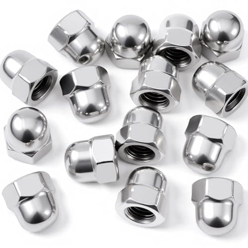 VARMDUKKE 15PCS M8 Thread Cap Nuts Hex Knob, 304 Stainless Steel Plain Screw Caps Ball Lamp Decoration, Light Fixture Fastening Nuts, Decorative Screw Caps Cover for Furniture Lighting - Silver