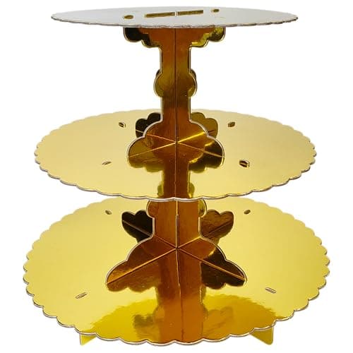 LUV HER Cupcake Stand - Ultimate Dessert Table Display Set - Gold Cardboard Cupcake Tier for Birthdays, Weddings