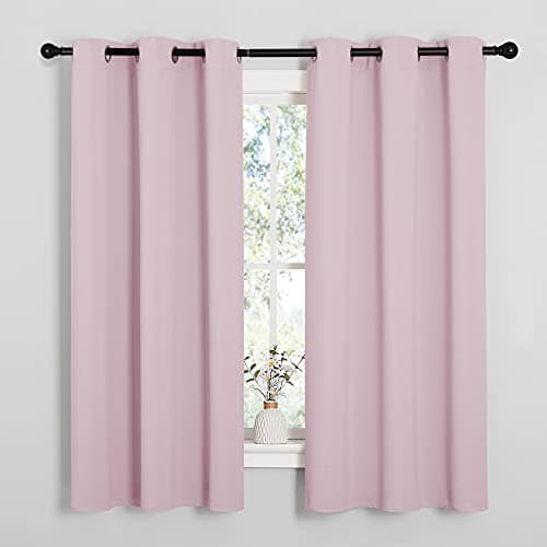 NICETOWN Baby Pink Blackout Curtains for Girls Room 34" w x 63" L 2 Panels