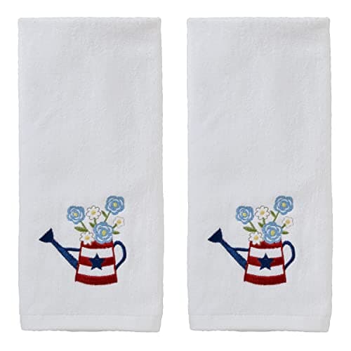 SKL Home Americana Water Can Hand Towel Set-2pc, 100% Cotton, White