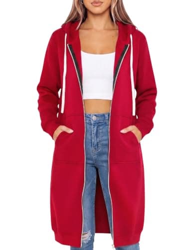 DUOYANGJIASHA Women's Zip Up Hoodies Long Fleece Sweatshirt with Pockets