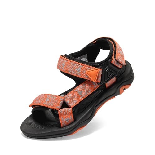 DREAM PAIRS Boys Girls Sandals Kids Adventurous Light-Weight Adjustable Straps Summer Water Shoes (Toddler/Little Kid/Big Kid),Size 9 Toddler,Orange/Black,170892-K