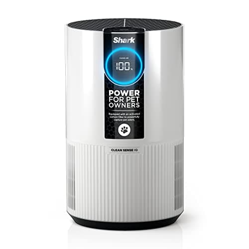 Shark Air Purifier for Home, Clean Sense, for Bedroom, Nursery, Home Office, Dorm, HEPA-Exceeding Filter, Captures Pollutants, Pet Dander, Dust, Odor, Smoke, and More, HP102PET, White