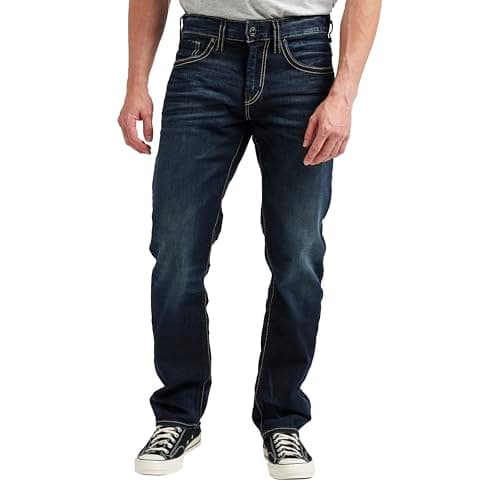 Silver Jeans Co. Men's Eddie Athletic Fit Tapered Leg Jeans, Rinse Wash, 30W x 36L