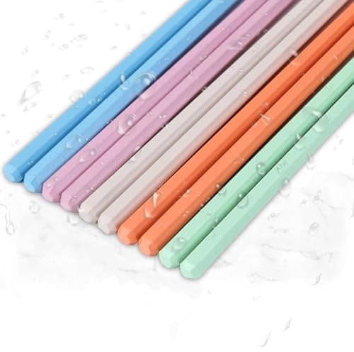 Colorful Fiberglass Chopsticks, Dishwasher Safe Chopstick, Reusable Non-slip Chop Sticks, 9 1/2 Inches, 5 Pairs