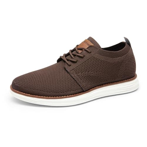 Bruno Marc Men's KnitFlex Breeze Mesh Oxford Sneakers - Breathable Business Casual Shoes Lightweight & Comfortable Walking Shoes for Men, Size 7.5,Brown,GRAND-01