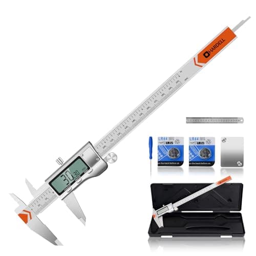 HARDELL 8" Digital Caliper, All-Metal Electronic Micrometer with Large LCD, Inch/Metric/Fraction Conversion, Precision Measuring Tool for Household & DIY (2 Batteries Included)